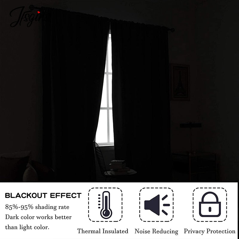 Blackout Short Curtains for Bedroom Opaque Blinds Curtain for Window Living Room Kitchen Treatment Ready Made Small Drapes