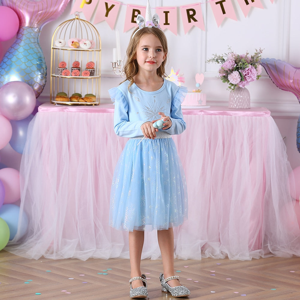 VIKITA Girl Princess Dress Autumn Wedding Birthday Party Tutu Vestidos Kids Dresses For Girls Children Christmas Costumes