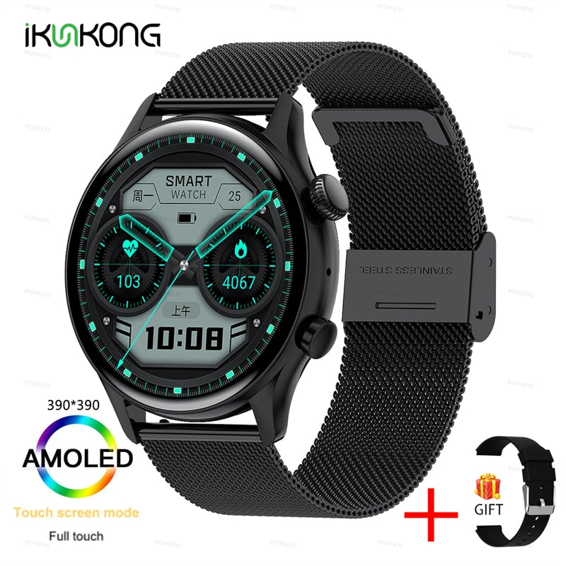 2022 New Smartwatch Mens 1.36 inch AMOLED 390*390 Screen Support Always On Display Smart Watch IP68 Waterproof For Huawei Xiaomi