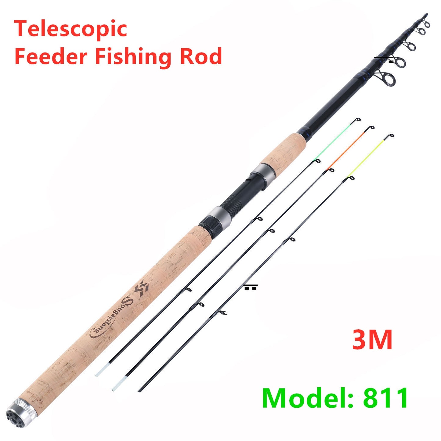 Sougayilang L M H Power Feeder Fishing Rod Spinning /6 Sections Carbon Fiber Travel Rod 3.0M 3.3M 3.6M With Free Spare Tip