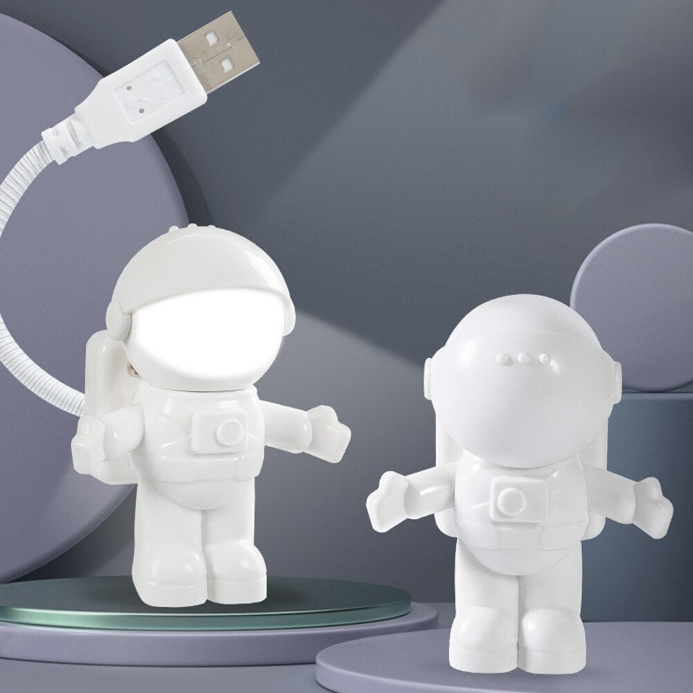 Portable USB Powered Night Light White Astronaut Shape Reading Desk Lamp DC 5V LED Light For Computer Laptop PC Lighting Space