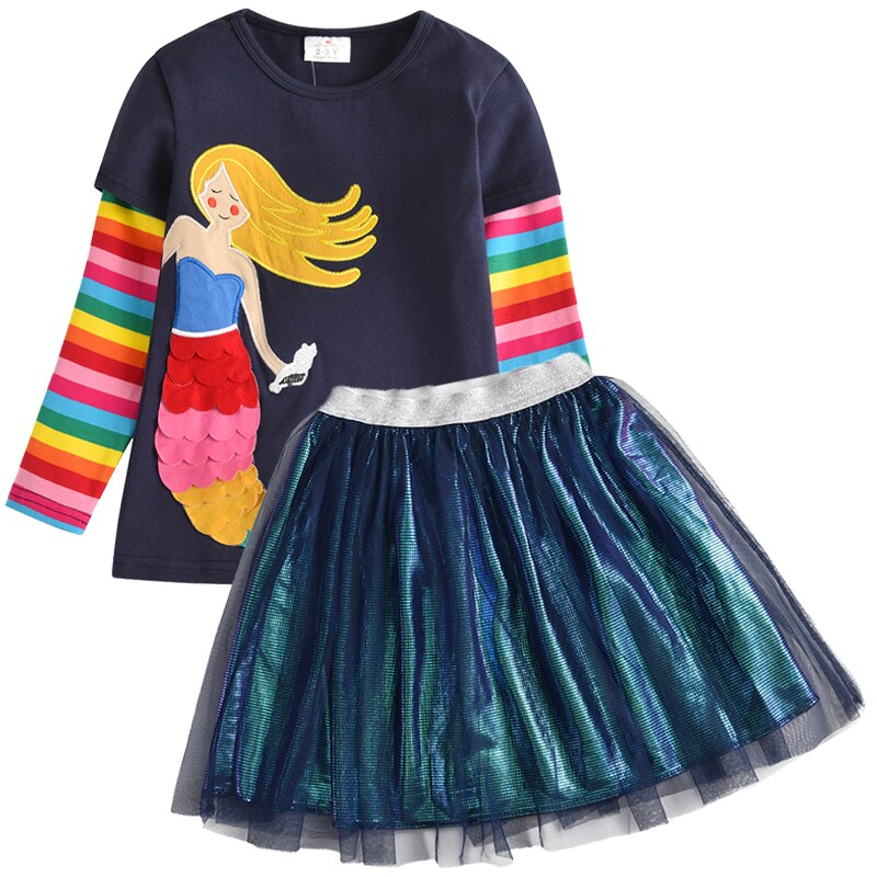 VIKITA Girls Clothing Sets 2 Pcs Autumn Winter Kids Star  Children Clothing Outfits  T-Shirts Sweatshirts And Tutu Skirt Casual