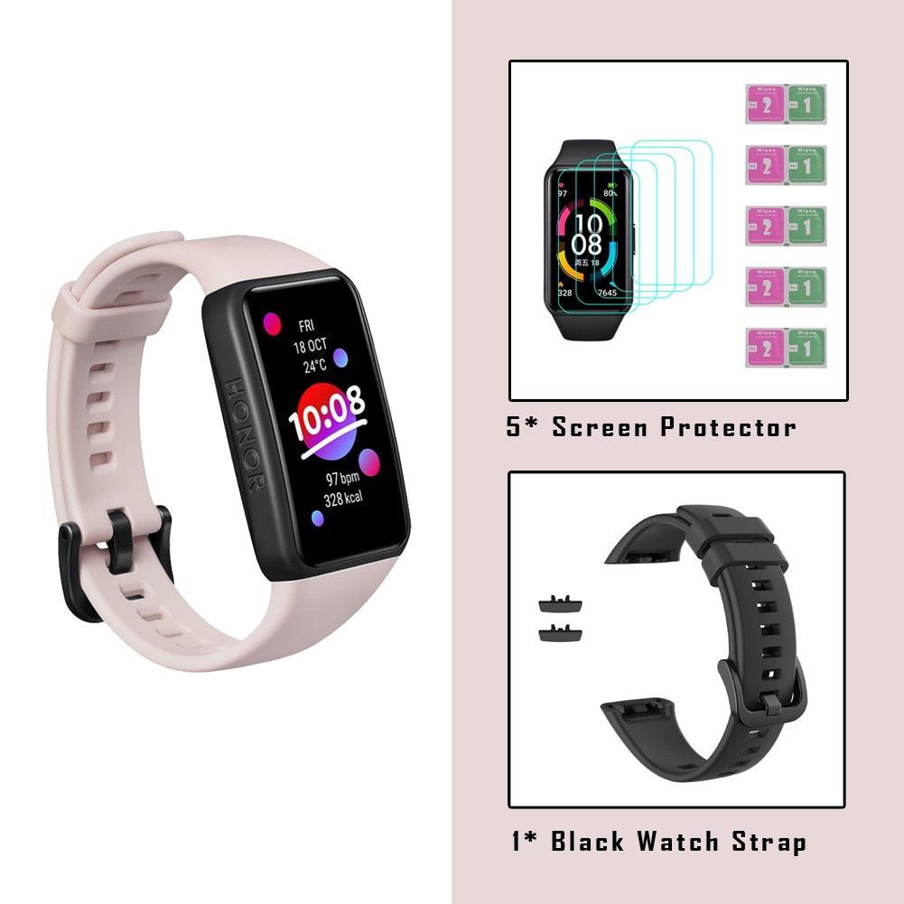 Global Version HONOR Band 6 Smart Watch Heart Rate Stress Monitor 1.47 AMOLED Screen Fitness Bracelet Smartband for Men Women