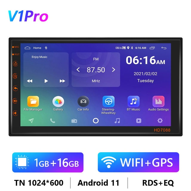 Podofo Android 11 Car Radio Autoradio 32G 2 Din 7"/9"/10" Universal WIFI GPS Car Audio Multimedia Player For Nissan Toyota Kia