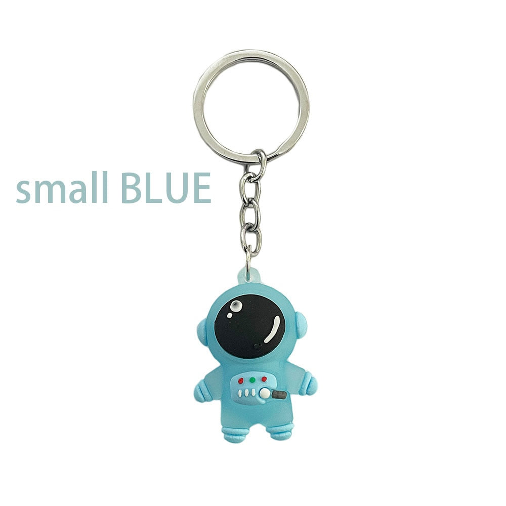 Creative Cute Cartoon Soft Glue Astronaut key ring Spaceman Car Key Chain Couple Backpack Pendant Gift DIY Keychain Accessories