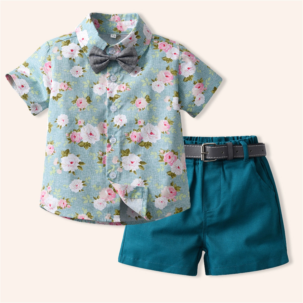 hibobi Floral Print Short Sleeve Dress & Blouse and Shorts Suit for Brother and Sister