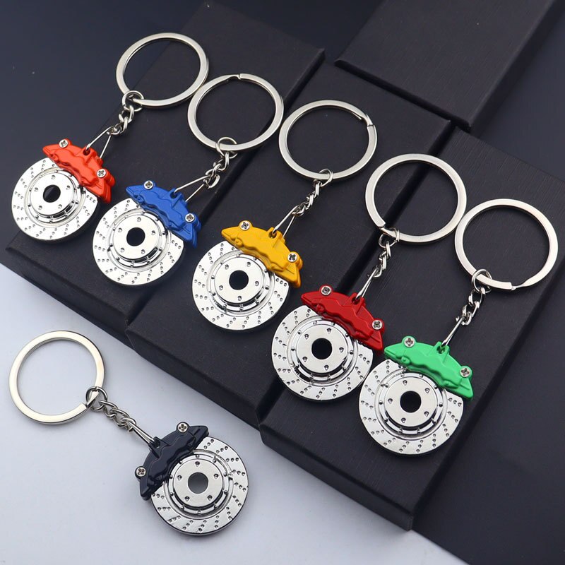 1Pcs Car brake caliper key chain can rotate metal key ring Creative modification Personality key is cool