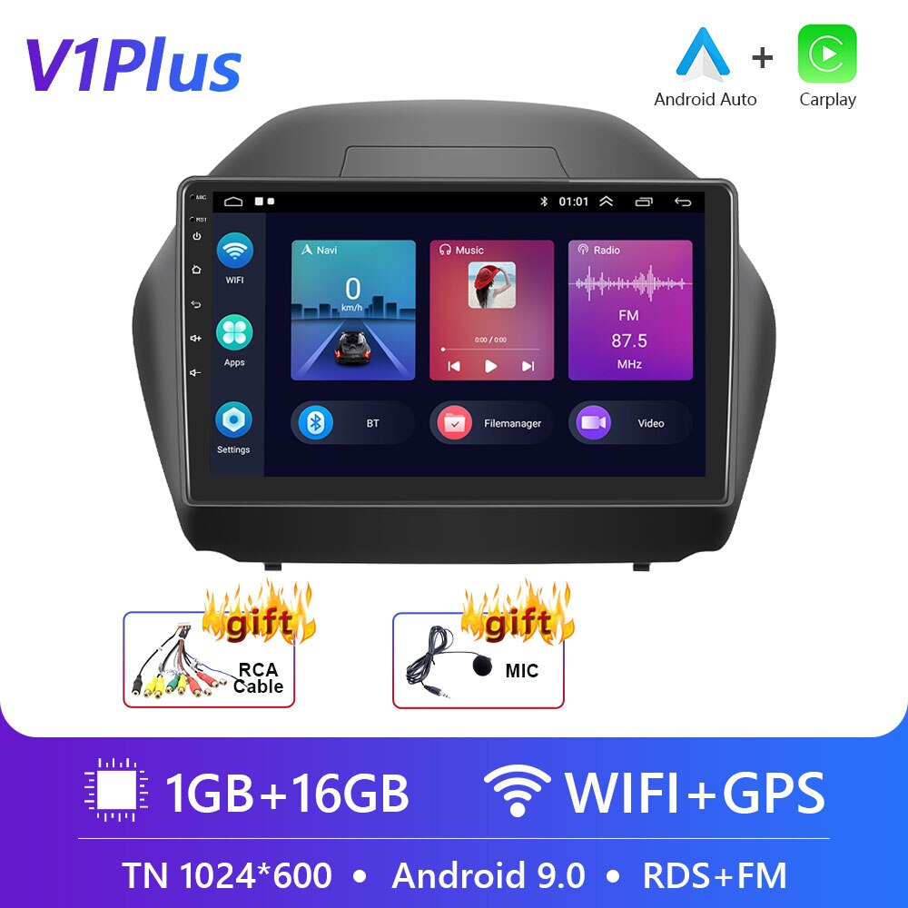 Podofo 10.1" 4G DSP 2din Android Car Radio Multimedia Video Player Navigation GPS For Hyundai IX35 2010-2015 RDS Stereo