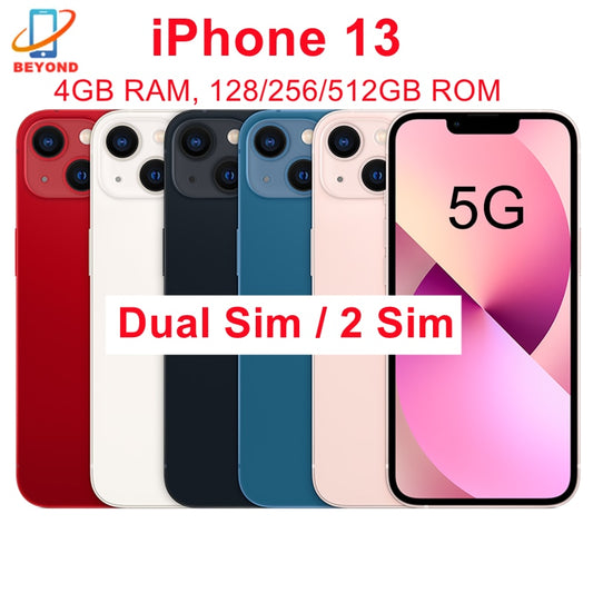 Original Apple iPhone 13 Dual Sim 2Sim 128/256/512GB 6.1" Super Retina OLED A15 IOS Face ID NFC Unlocked iPhone13 5G