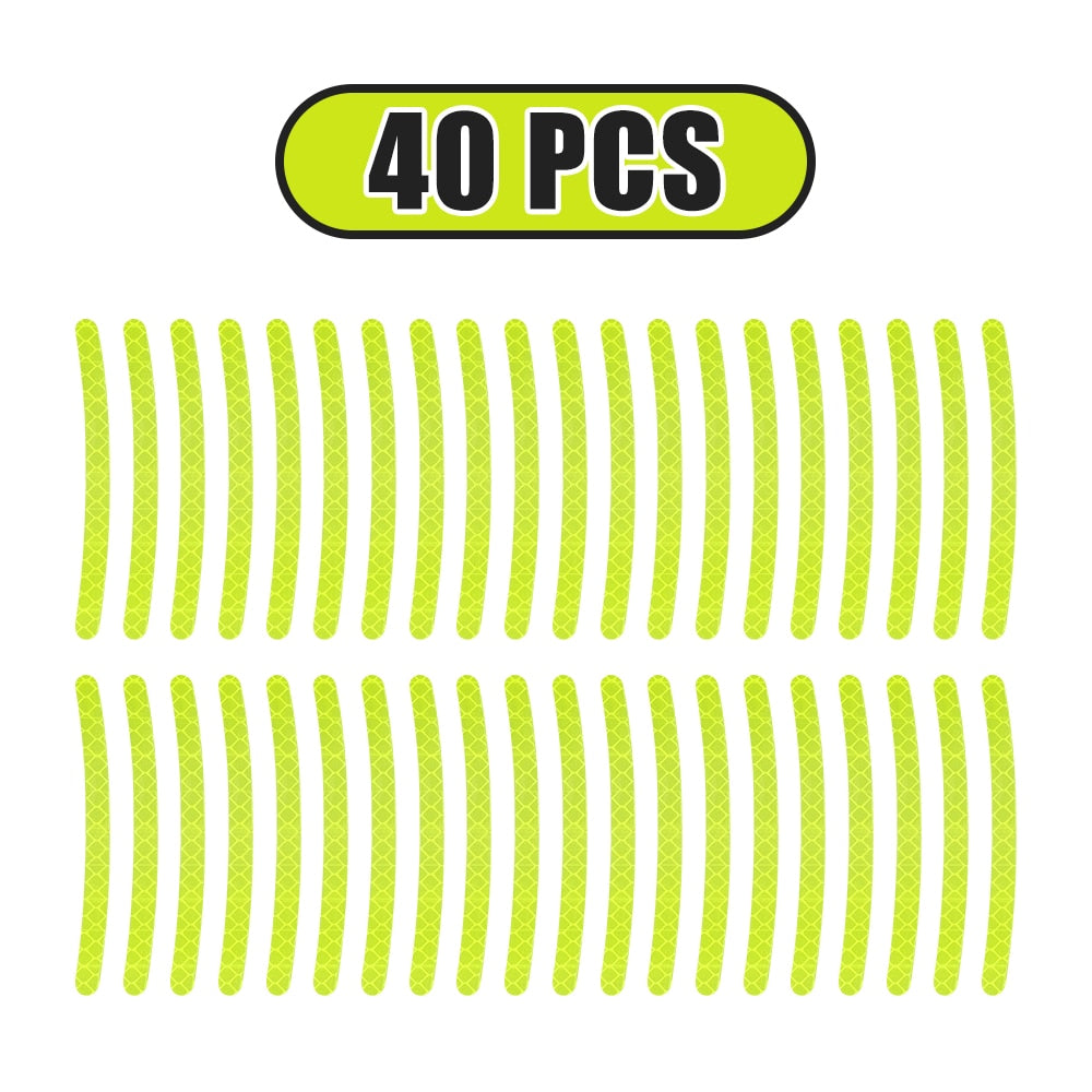 20/40/60Pcs Car Wheel Hub Sticker High Reflective Stripe Tape for Motorcycle Car Night Driving Safety Luminous Universal Sticker