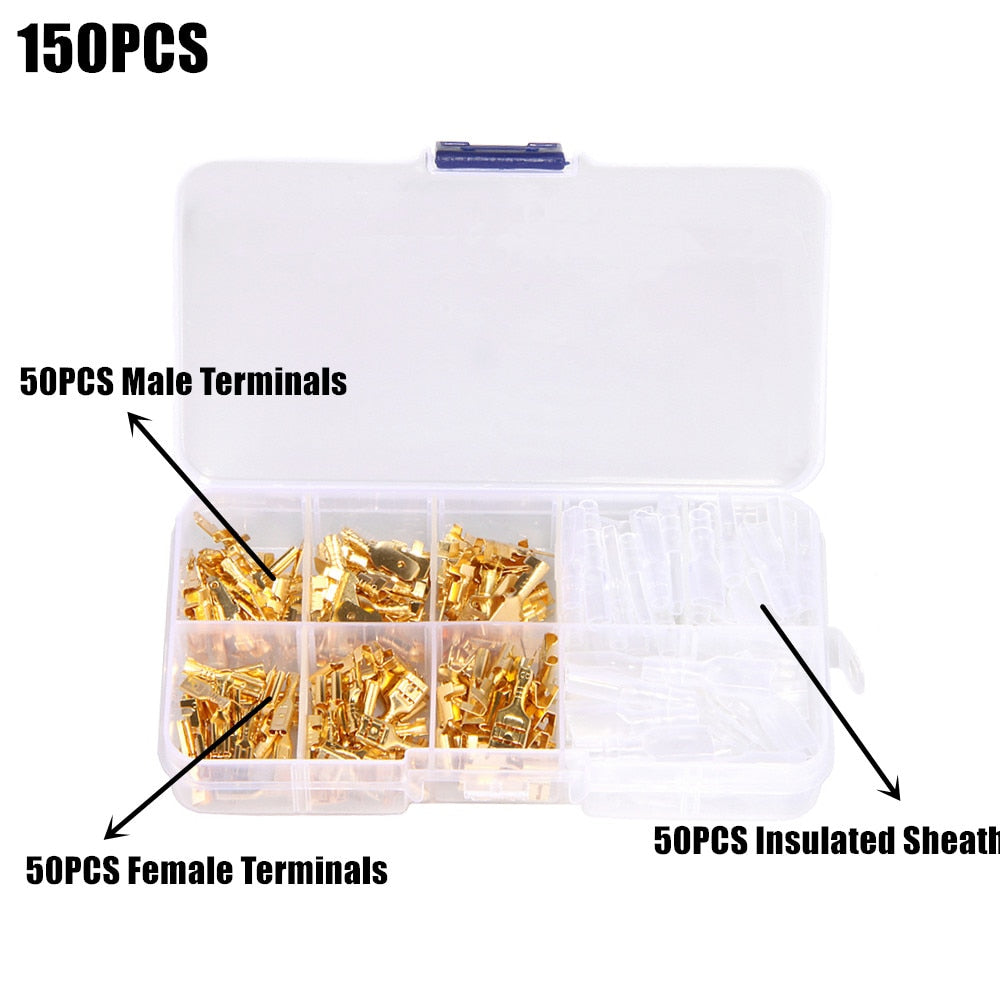 270Pcs 2.8mm 4.8mm 6.3mm Plug Spring Female Male Spade Cold Crimp Terminals Connector Car Speaker Electrical Wire Connectors Set