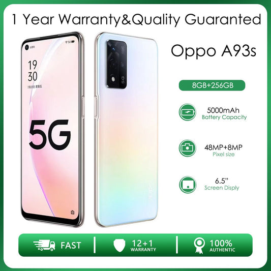 Original Unlocked Oppo A93s 5G Dual Sim 8GB RAM+256GB Octa-core 48MP 6.5'' 5000mAh Android 11  Smartphone Not Support Google