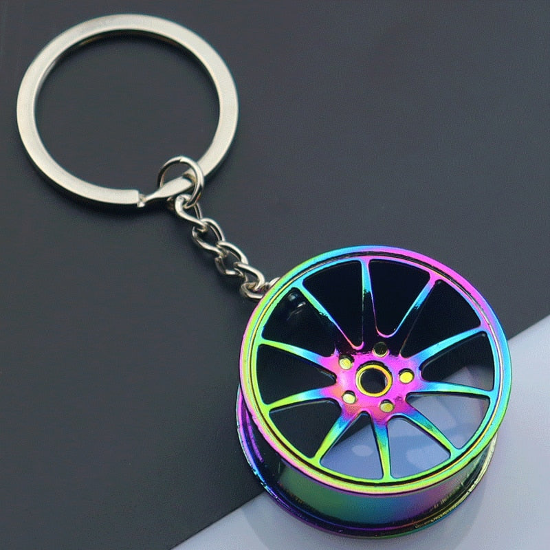 Creative gift car metal keychain turbo gear hub pendant brake disc shock absorber Pendant