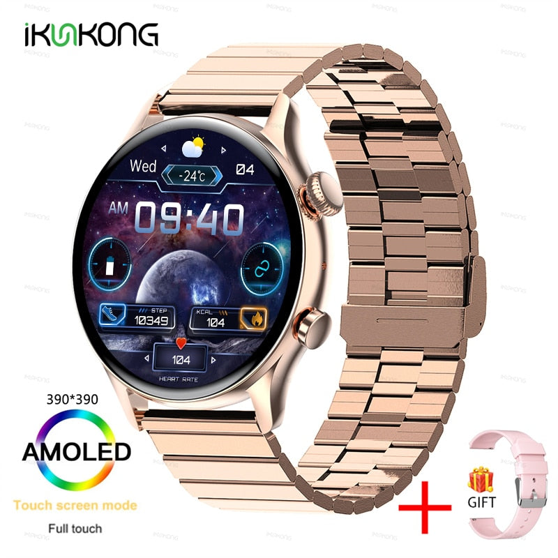 2022 New Smartwatch Mens 1.36 inch AMOLED 390*390 Screen Support Always On Display Smart Watch IP68 Waterproof For Huawei Xiaomi