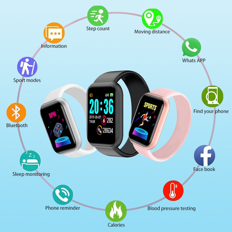 Y68 Smart Bracelet D20 Heart Rate Smart Bracelet Blood Pressure Sports Bluetooth Watch Color Screen Gift Electronic Production N