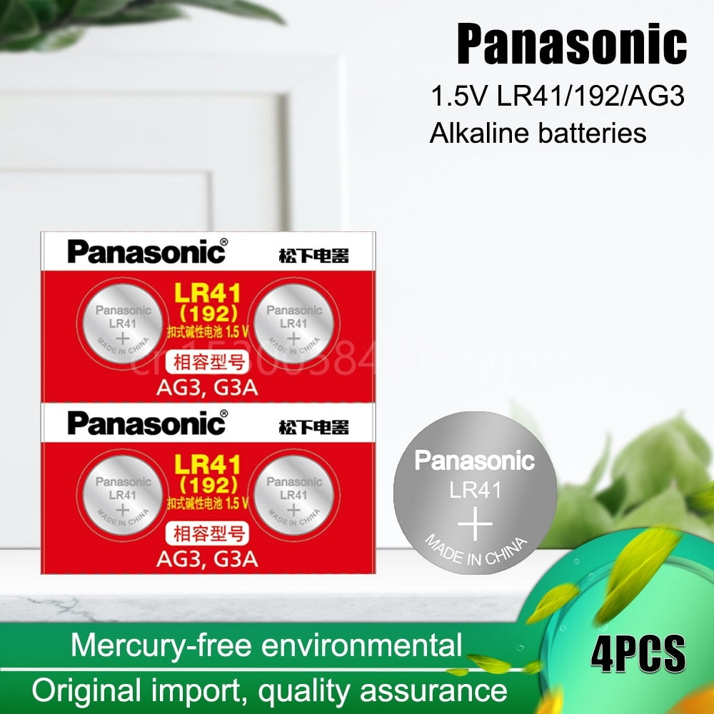 Panasonic Original LR41 192 AG3 G3A 92A SR41 L736 1.5V Button Coin Cells for Toys Clock Watch Scale Dry Primary Battery