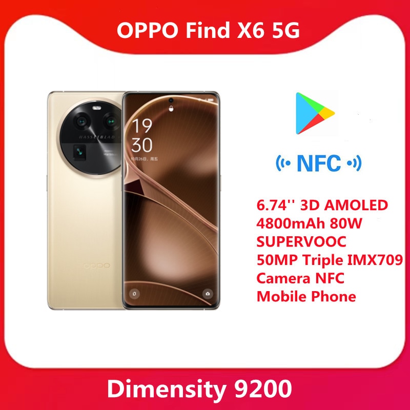 OPPO Find X6 5G Smartphone Dimensity 9200 6.74'' 3D AMOLED 4800mAh 80W SUPERVOOC 50MP Triple IMX709 Camera NFC Mobile Phone