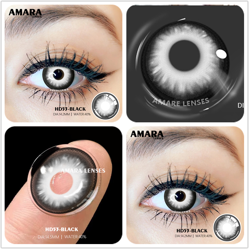 AMARA Cosplay Color Contact Lenses for Eyes Anime Eye Lenses 1Pair White Black Lenses Contact Lenses Cosmetic Color Lens Eyes