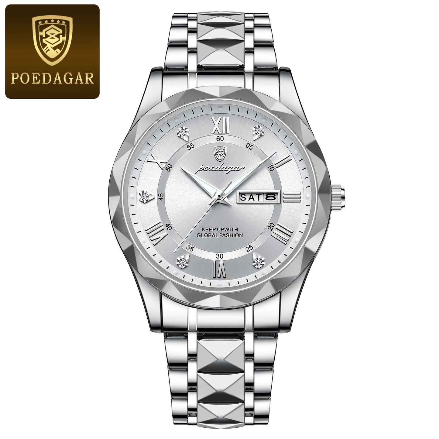 POEDAGAR Luxury Men Watches Business Top Brand Man Wristwatch Waterproof Luminous Date Week Quartz Men's Watch High Quality+Box