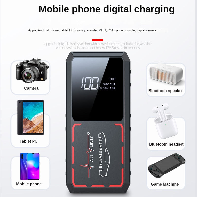 18800mAh Car Jump Starter 600A 12V Portable Car Charger Booster Charger Booster Power Bank Starting Device Car Starter