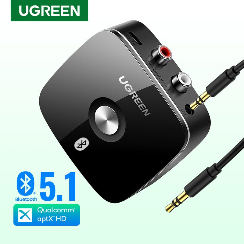 UGREEN Bluetooth RCA Receiver 5.1 aptX HD 3.5mm Jack Aux Wireless Adapter Music for TV Car 2RCA Bluetooth 5.0 Audio Receiver