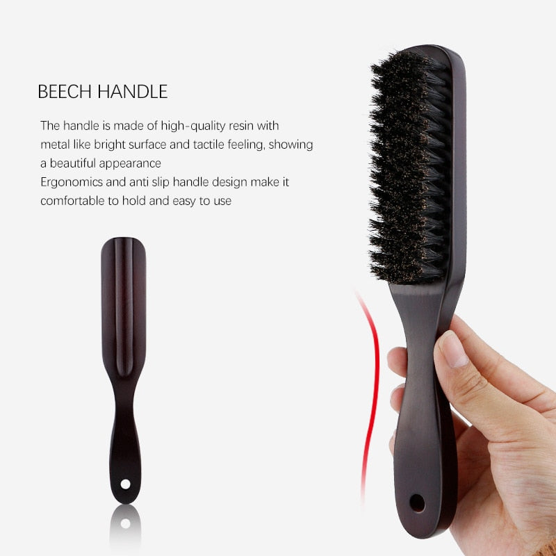 Wood Handle Boar Bristle Cleaning Brush Hairdressing Men Beard Brush Anti Static Barber Hair Styling Comb Shaving Tools