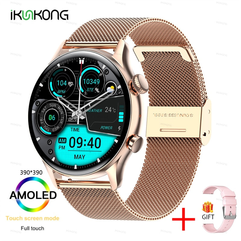 2022 New Smartwatch Mens 1.36 inch AMOLED 390*390 Screen Support Always On Display Smart Watch IP68 Waterproof For Huawei Xiaomi