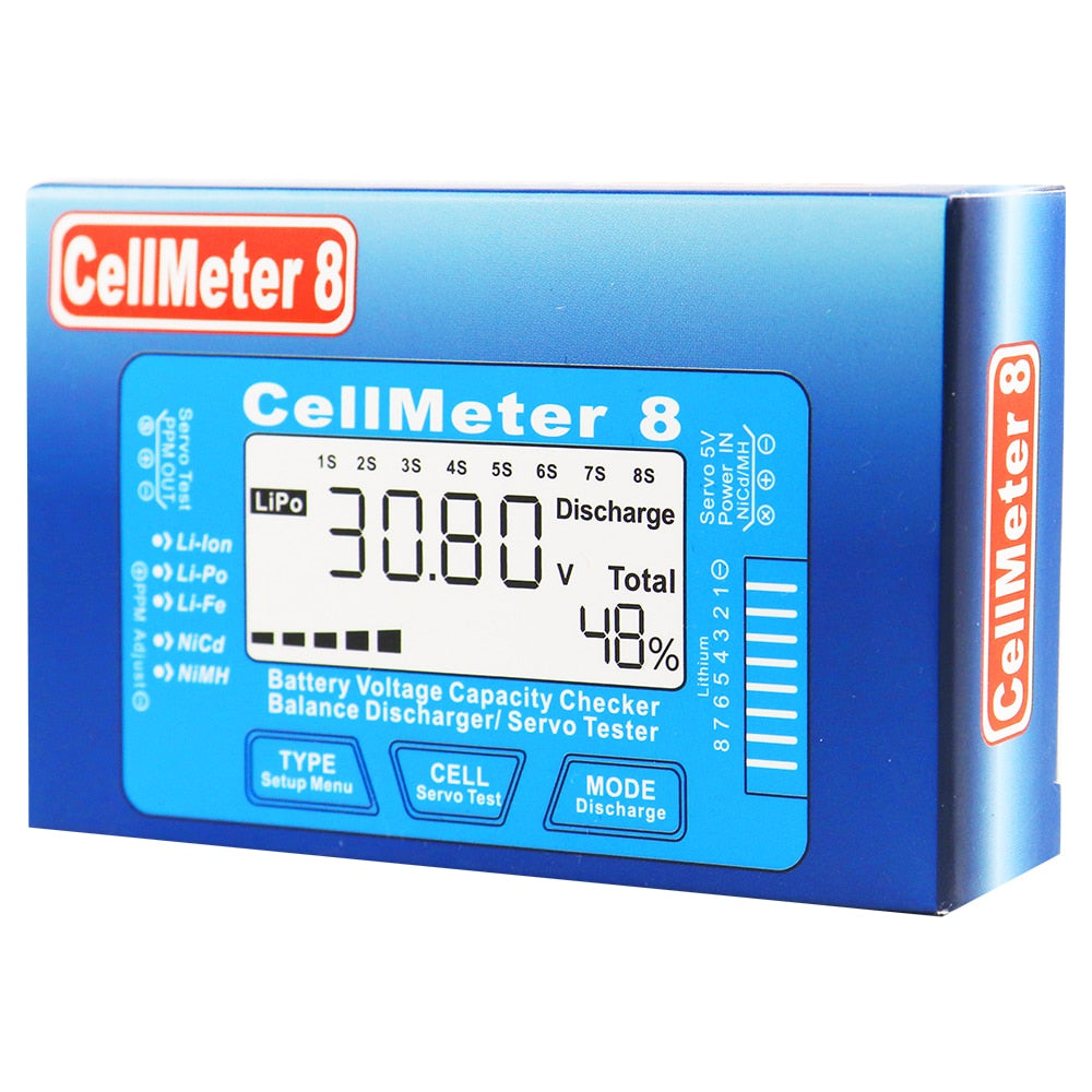 RC CellMeter-7 Digital Battery Capacity Checker LiPo LiFe Li-ion Nicd NiMH Battery Voltage Tester Checking CellMeter7 Cellmeter8