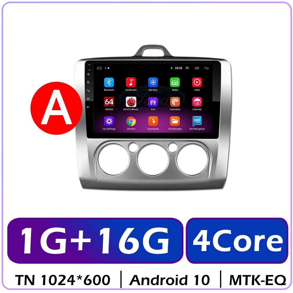 Carplay Car Android Radio For Ford Focus 2 3 Mk2 Mk3 2004 2005-2011 Exi AT Auto 4G Multimedia Player GPS 2din 9" 2 Din Autoradio