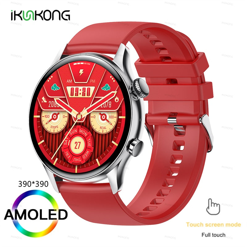 2022 New Smartwatch Mens 1.36 inch AMOLED 390*390 Screen Support Always On Display Smart Watch IP68 Waterproof For Huawei Xiaomi