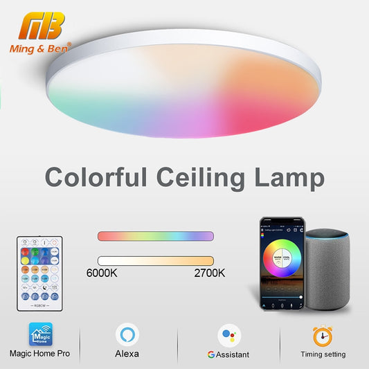 30W Ceiling Light Smart App Control 220V LED RGB Ceiling Lamp Wifi Bluetooth Indoor Living Recreation Room Bedroom Lighting