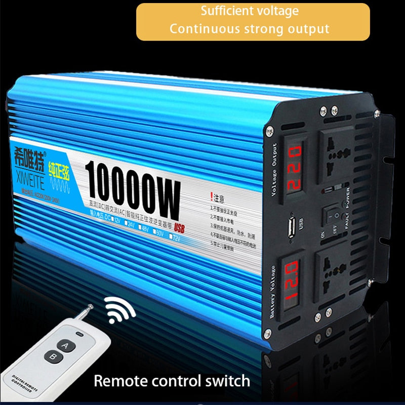 Solar Inverter Pure Sine Wave 4500W 9000W Vehicle 12V 24V Battery 48V 60V 72V to 220V High-Power Conversion