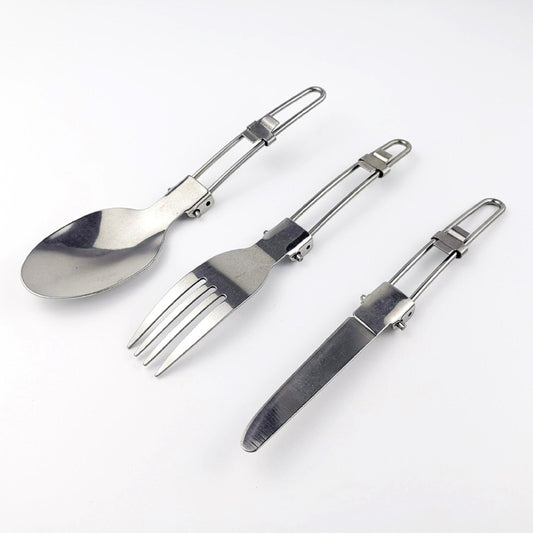 Camping Fork Spoon Outdoor Tableware Foldable Ultralight Stainless Steel Set Of Dishes For Camping Outdoor Cooking Hiking