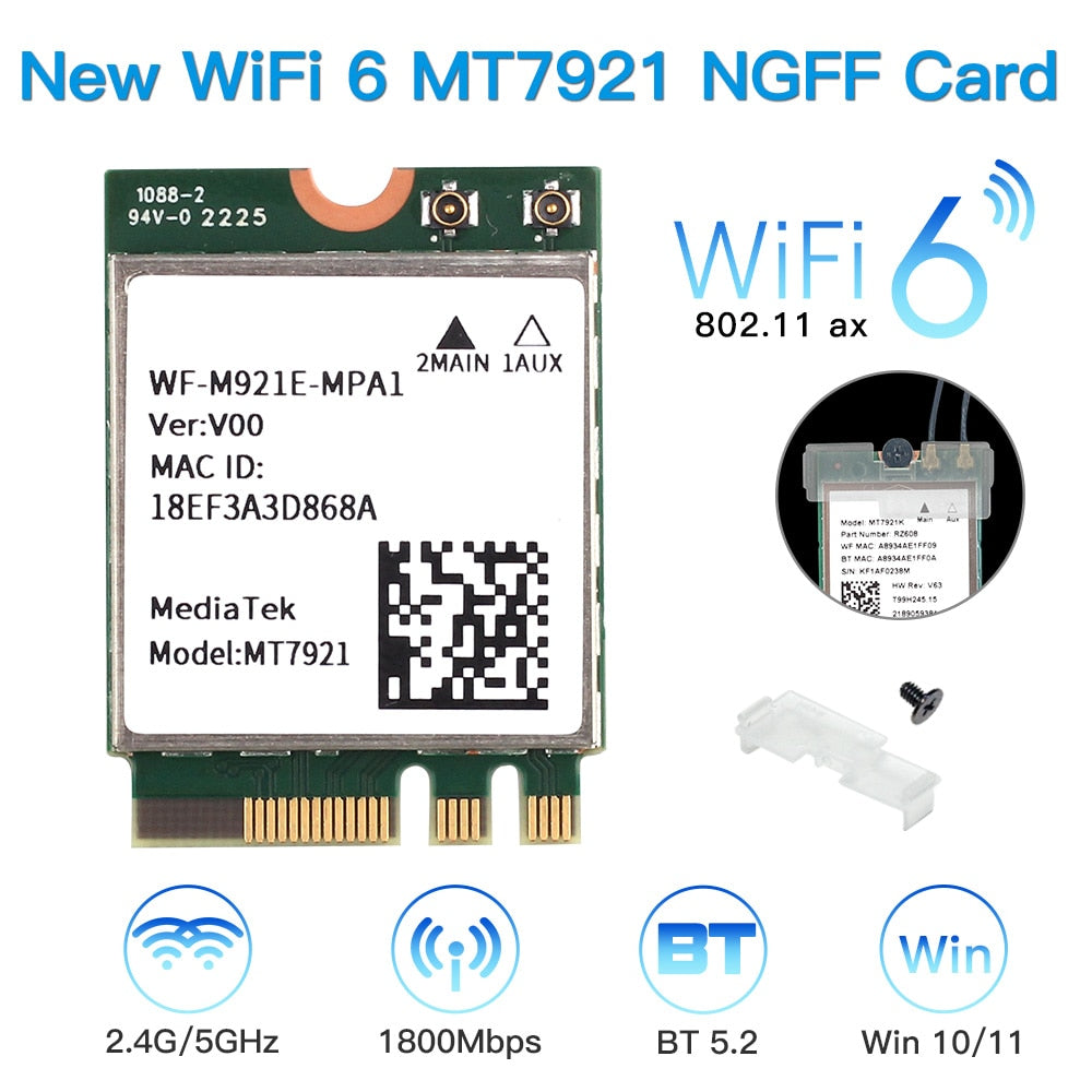 Dual Band Intel AX210 Wireless AX210NGW 2.4Gbps 802.11AX Wireless Wi-Fi 6 AX200 For Intel 8265NGW/9260AC M.2 NGFF Wlan WiFi Card