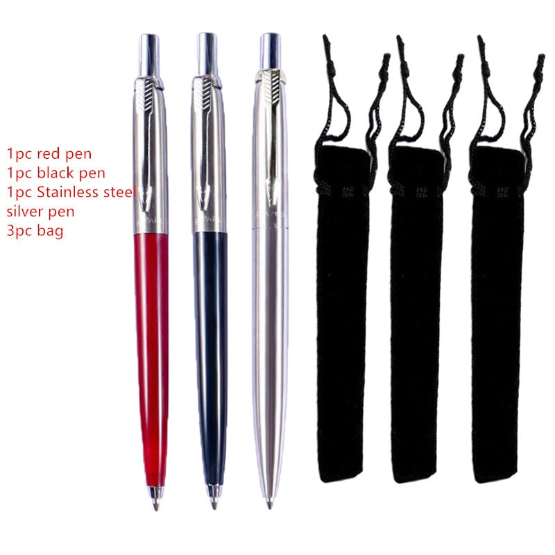 3pc Set Ballpoint Pen Press Typ Ink Pen Stainless Steel Push Stationery Office School Supplies Writing Gift Pen