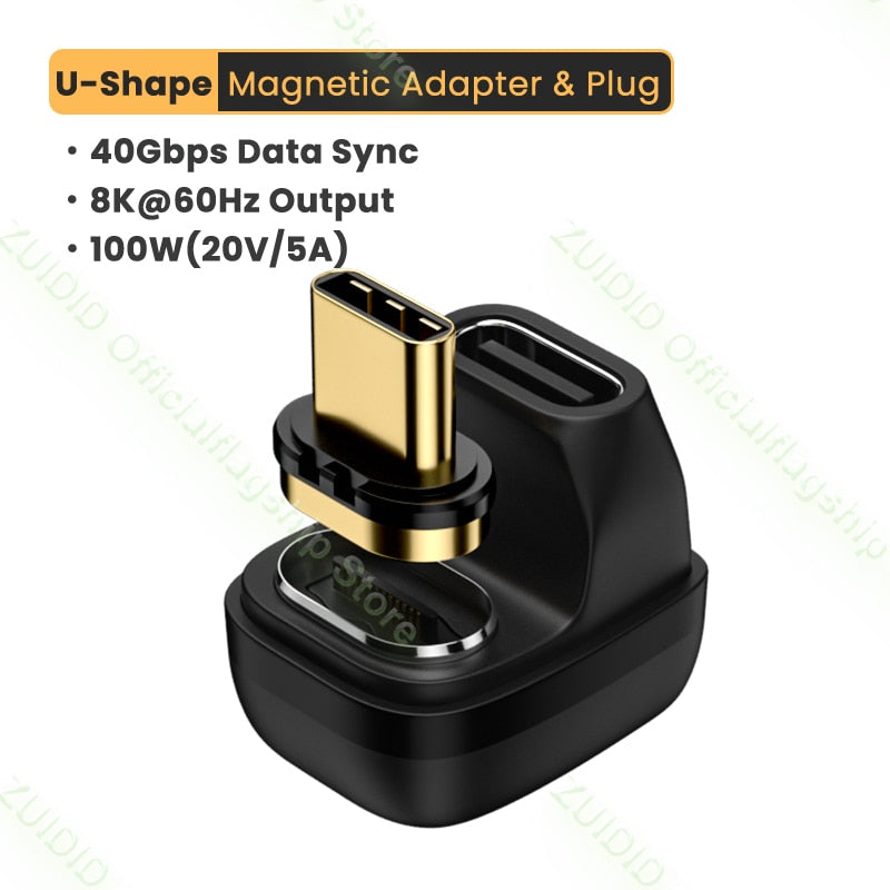 USB4.0 Thunderbolt3 Magnetic Adapter USB C To Type C 40Gbps 100W Fast Charging Magnet Converter Cable 8K@60Hz USB Type C Adapter