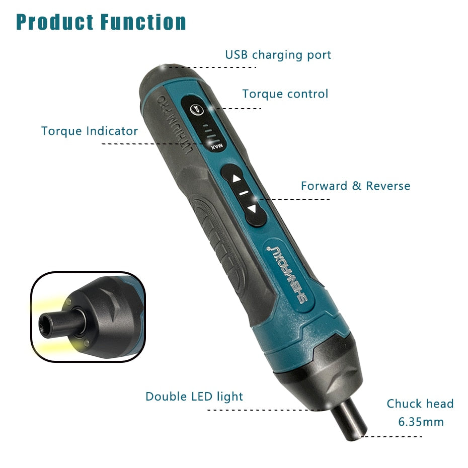 Cordless Electric Screwdriver Rechargeable 1300mah Lithium Battery Mini Drill 3.6V Power Tools Set Household Maintenance Repair