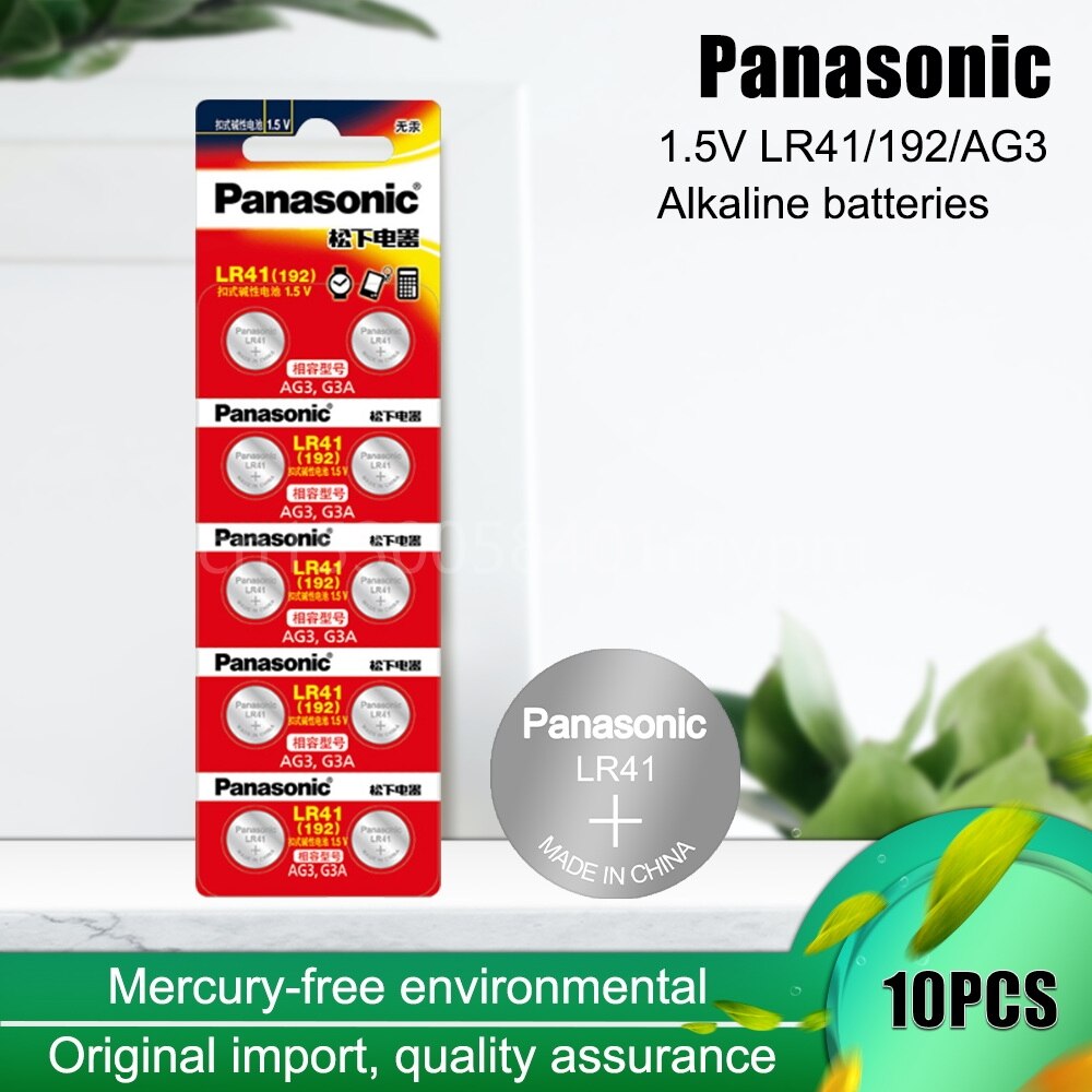 Panasonic Original LR41 192 AG3 G3A 92A SR41 L736 1.5V Button Coin Cells for Toys Clock Watch Scale Dry Primary Battery