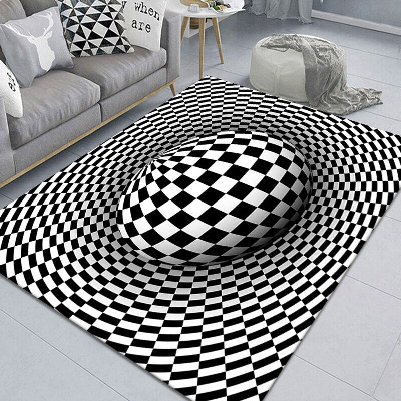 wangart 3D Vortex Illusion Carpet Entrance Door Floor Mat Abstract Geometric Optical Doormat Non-slip Floor Mat Living Room