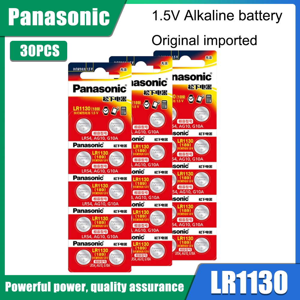 Panasonic LR1130 189 AG10 LR54 L1131 SR1130 V10GA 1.5V Button Cell Coin for Clock Calculator Scale Dry Primary Battery
