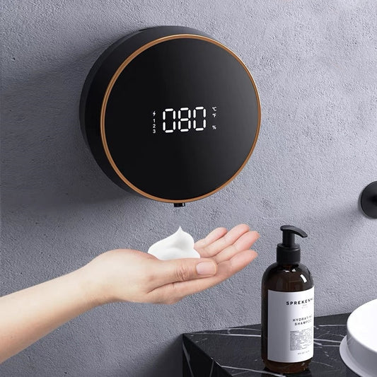 Wall Mounted Automatic Liquid Soap Dispenser LED Temperature Display USB Rechargeable Touchless Infrared Sensor Foam Machine