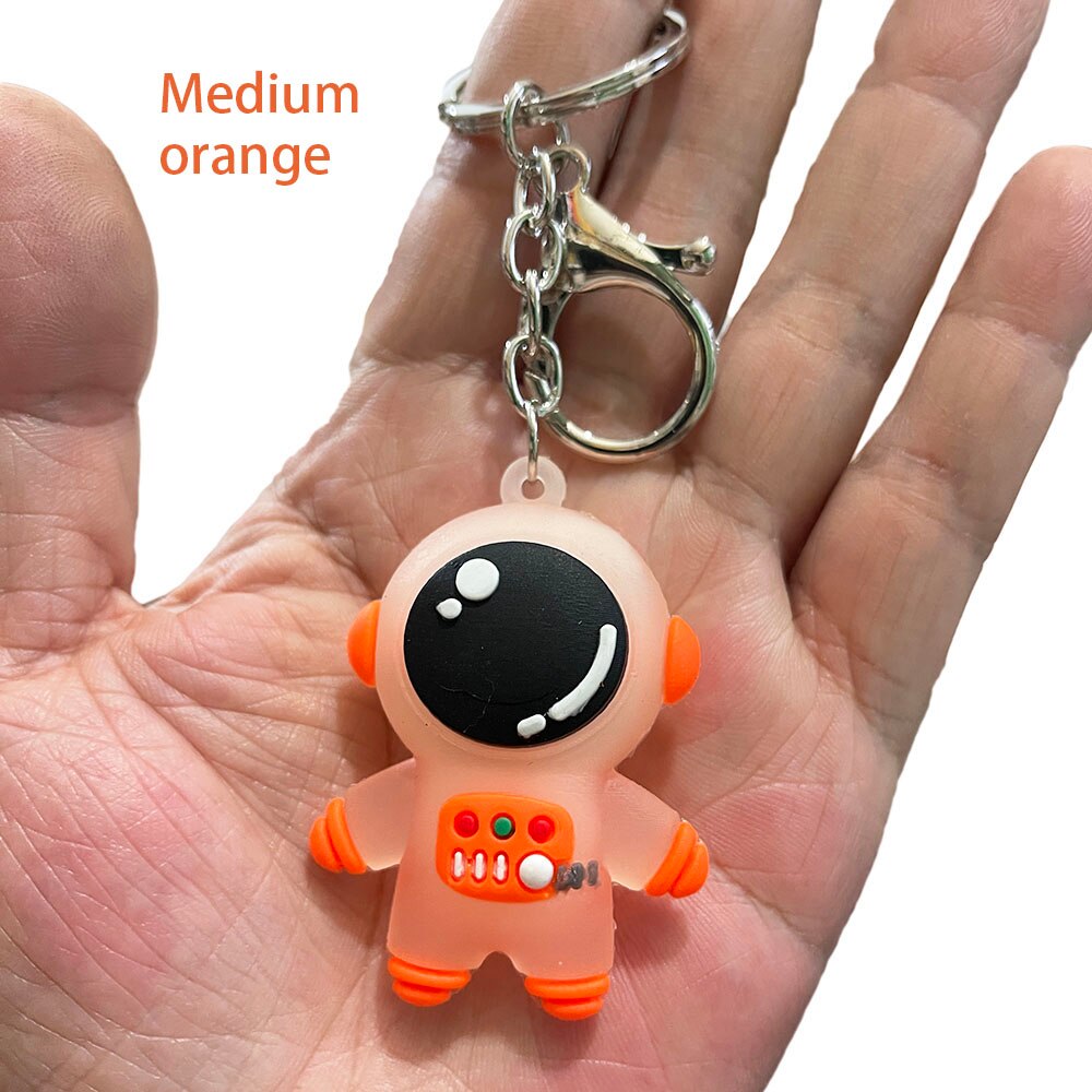 Creative Cute Cartoon Soft Glue Astronaut key ring Spaceman Car Key Chain Couple Backpack Pendant Gift DIY Keychain Accessories