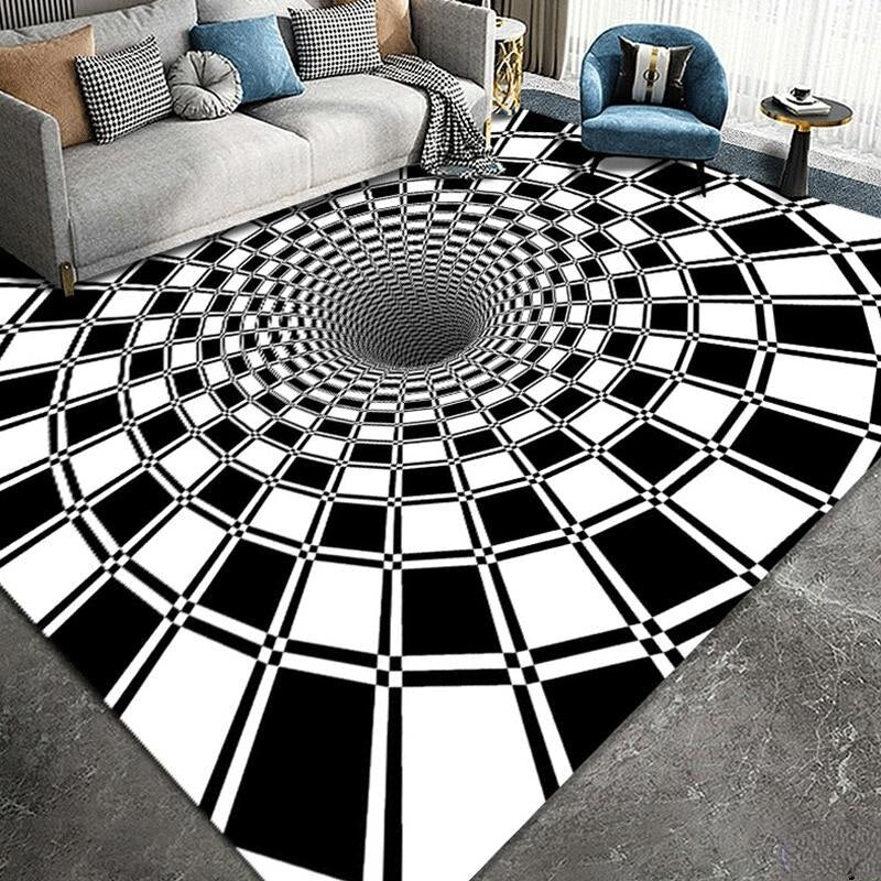 wangart 3D Vortex Illusion Carpet Entrance Door Floor Mat Abstract Geometric Optical Doormat Non-slip Floor Mat Living Room