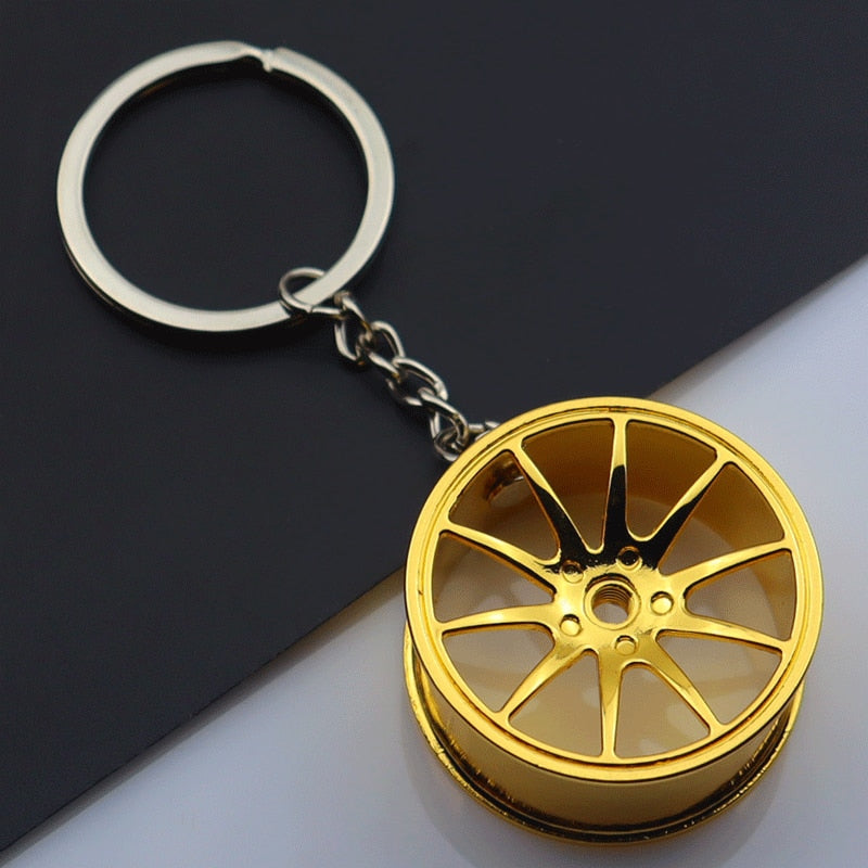 Creative gift car metal keychain turbo gear hub pendant brake disc shock absorber Pendant