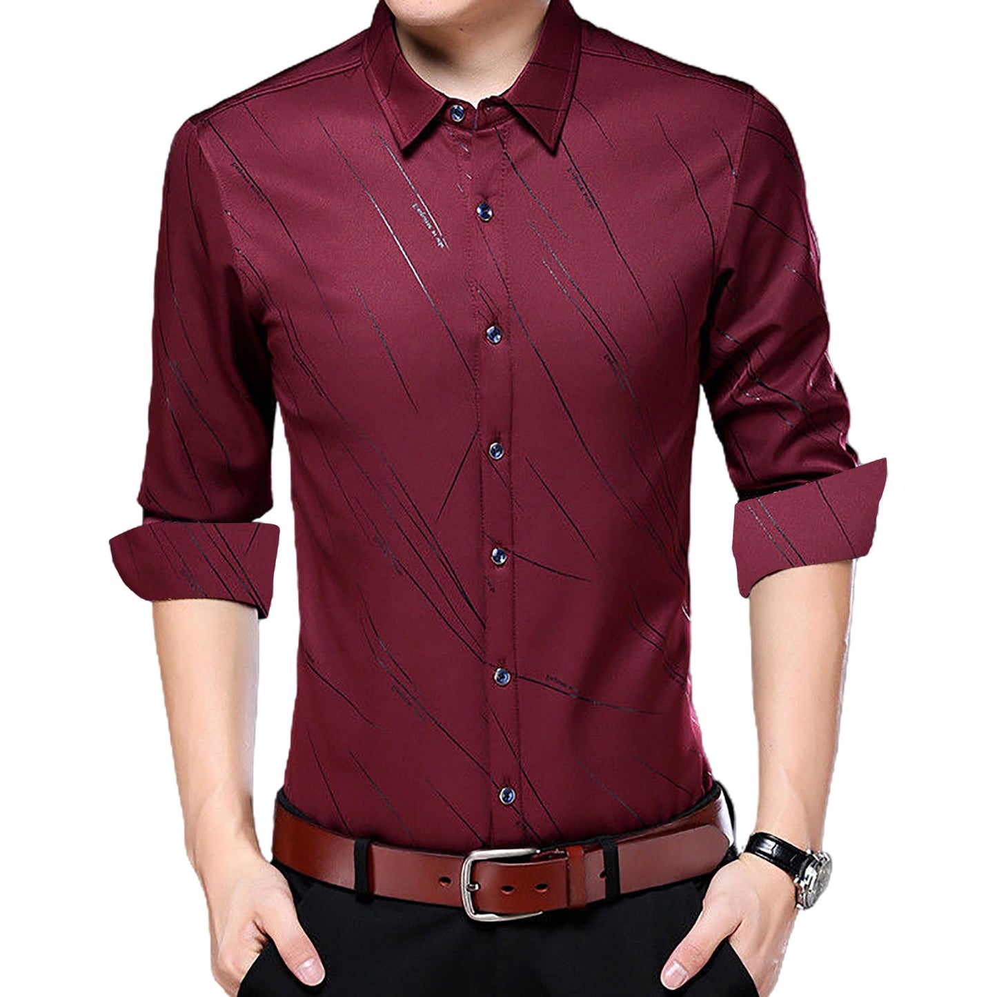 Slim Men Shirt Plaid Turn-down Collar Single-breasted Formal Dress Shirt Spring Slim Male Polo Shirt Business Camisa T-shirt