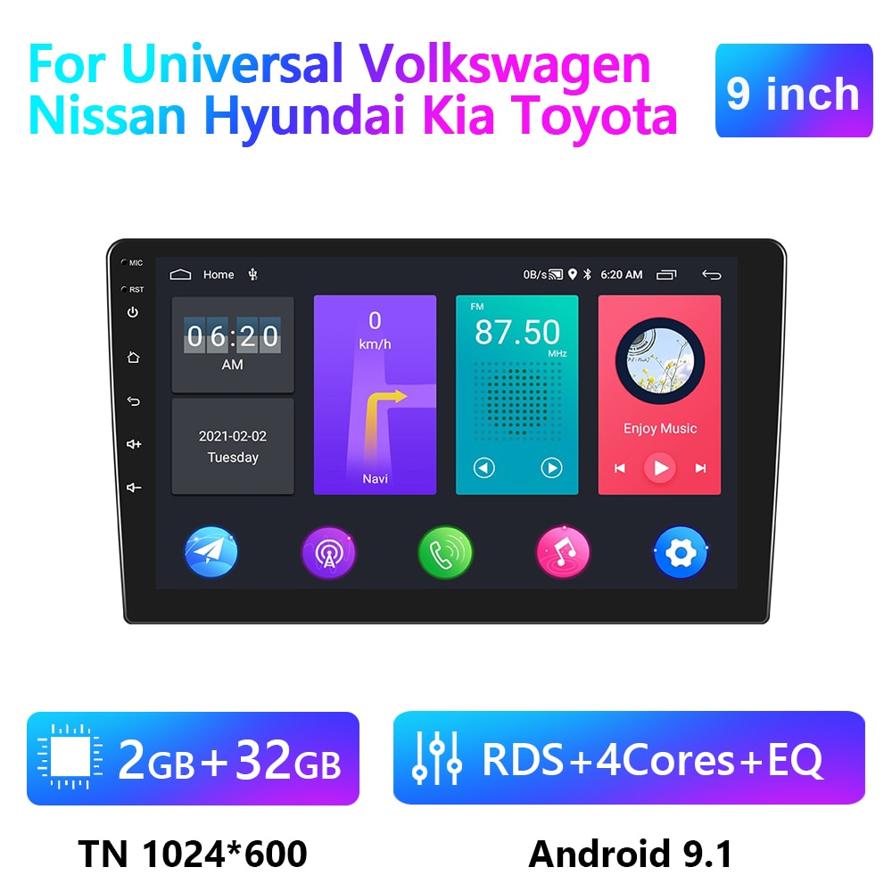 Podofo 2 din Android Car Multimedia Player 2din autoradio Navigation For Volkswagen Nissan Hyundai Kia Toyota Skoda Universal