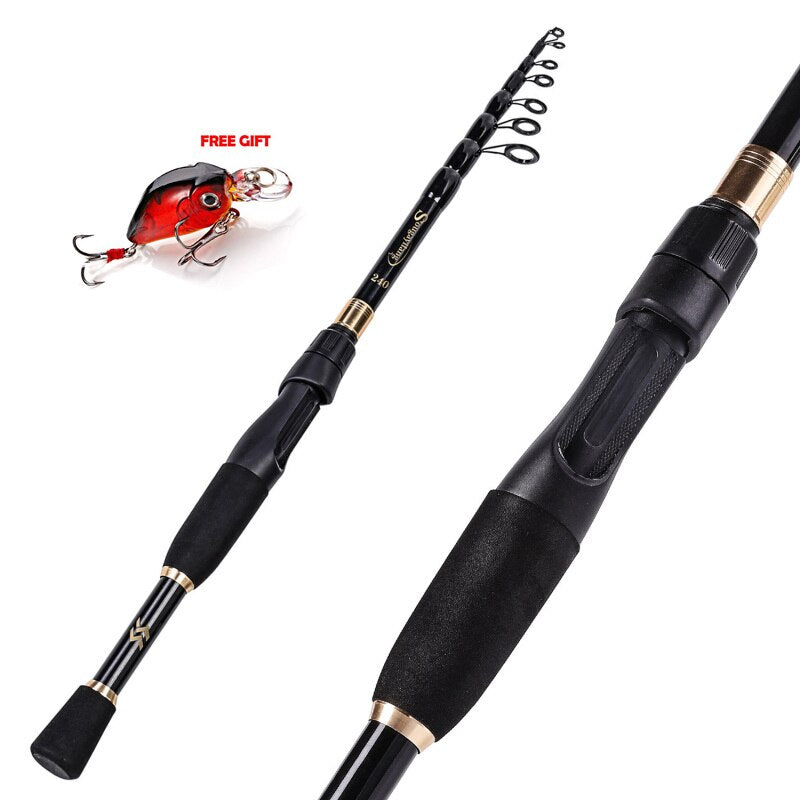 Sougayilang Portable Telescopic Fishing Rods 1.8M -2.4M Carbon Fiber Ultralight Spinning Casting Fishing Rod Lure Fishing Tackle