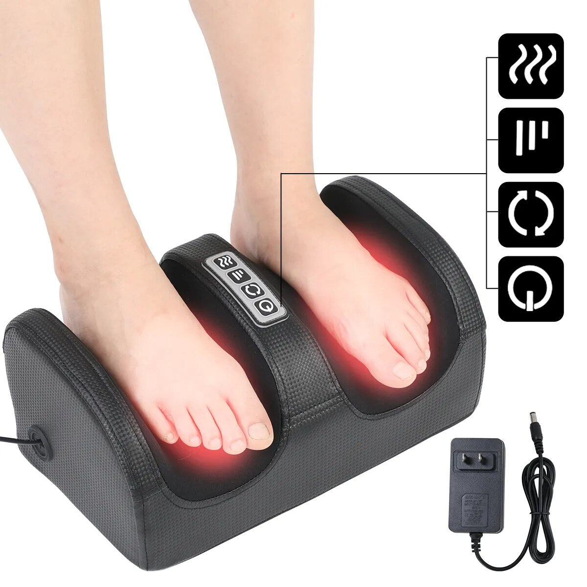 Electric Foot Massager Machine Heating Therapy Shiatsu Kneading Roller Salud Muscle Vibrator Hot Compression Deep Muscles Relax