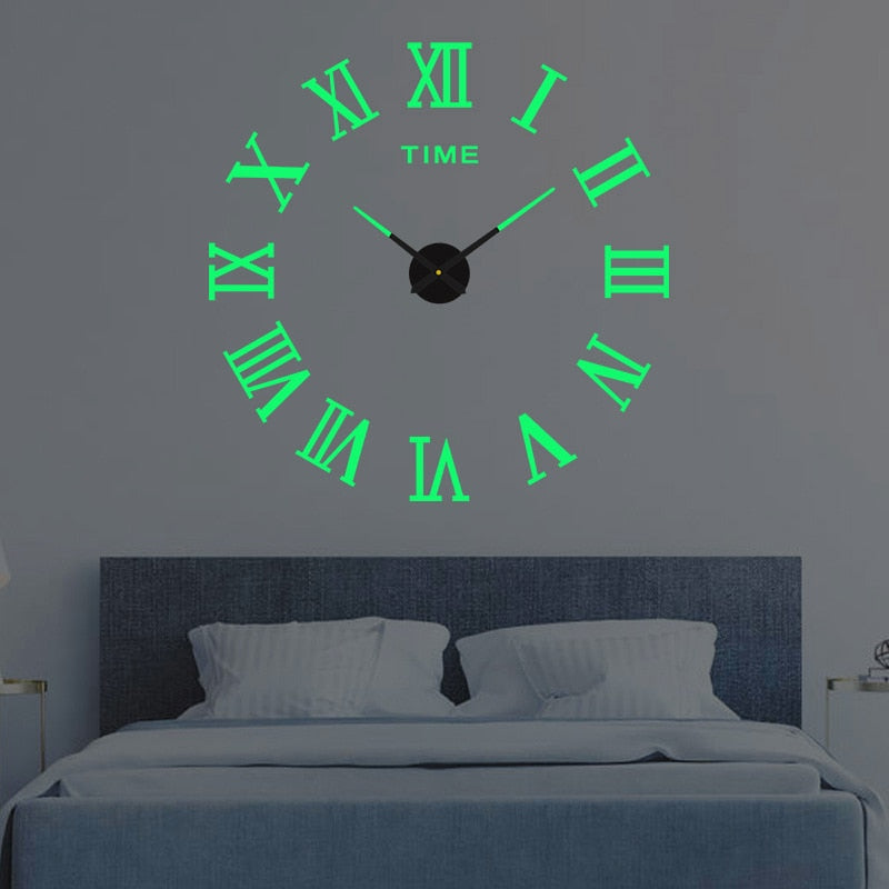 3D Wall Clock Luminous Frameless Wall Clocks DIY Digital Clock Wall Stickers Silent Clock for Home Living Room Office Wall Decor