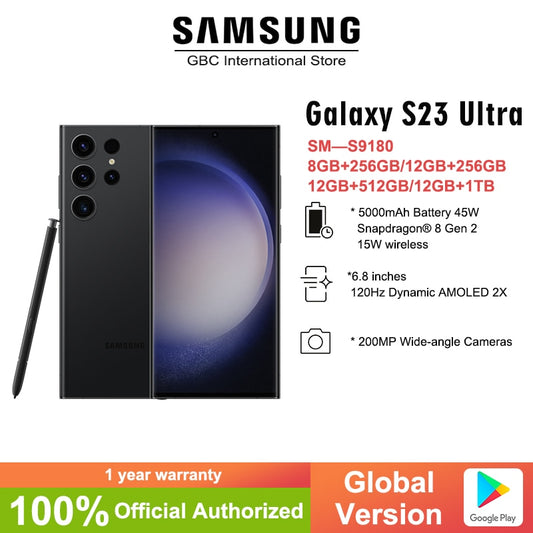NEW Samsung Galaxy S23 Ultra 5G Smartphone Qualcomm Snapdragon 8 Gen 2 120Hz AMOLED 2X Display Android13   45W Fast Charging